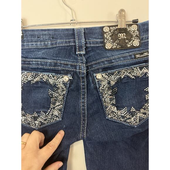 Miss Me Easy Boot Cut Western Bling Jeans Womens Size 27 Rodeo Mid Rise - Picture 8 of 16